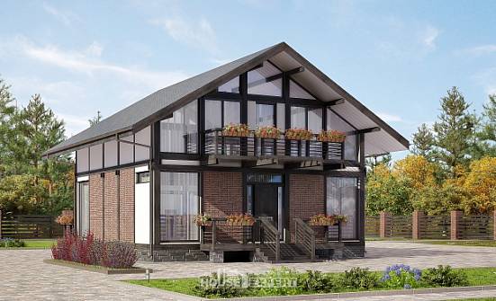 170-007-П Проект двухэтажного дома мансардный этаж, красивый домик из бревен Волжский | Проекты домов от House Expert