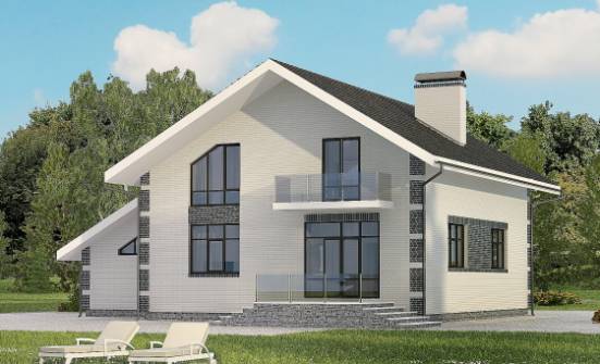 180-001-П Проект двухэтажного дома мансардой и гаражом, современный коттедж из арболита Волжский | Проекты домов от House Expert