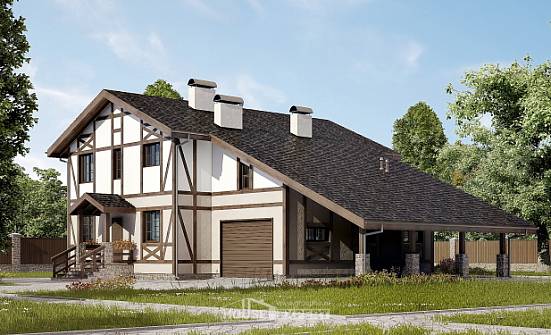 250-002-П Проект двухэтажного дома мансардный этаж и гаражом, простой коттедж из кирпича Волгоград | Проекты домов от House Expert