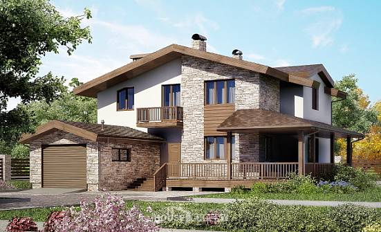 220-001-П Проект двухэтажного дома с мансардой, гараж, красивый коттедж из газосиликатных блоков Камышин | Проекты домов от House Expert