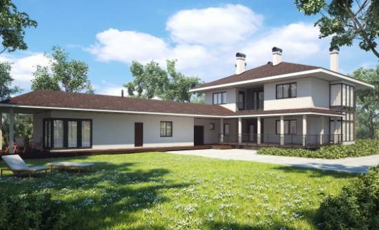 340-001-П Проект двухэтажного дома и гаражом, красивый дом из кирпича Камышин | Проекты домов от House Expert