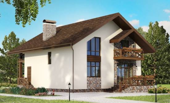 155-001-П Проект двухэтажного дома мансардой, гараж, небольшой домик из твинблока Камышин | Проекты домов от House Expert