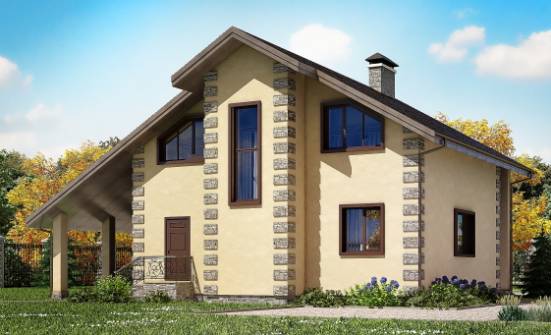 150-003-П Проект двухэтажного дома мансардой и гаражом, доступный коттедж из блока Калач-на-Дону | Проекты домов от House Expert