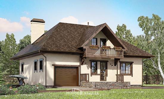 200-001-Л Проект двухэтажного дома с мансардой, гараж, современный дом из блока Камышин | Проекты домов от House Expert