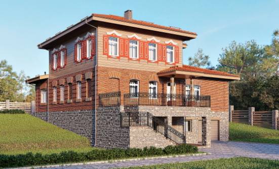 380-002-Л Проект трехэтажного дома, гараж, красивый загородный дом из кирпича Урюпинск | Проекты домов от House Expert