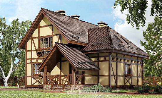 160-003-П Проект двухэтажного дома мансардный этаж, классический домик из пеноблока Калач-на-Дону | Проекты домов от House Expert