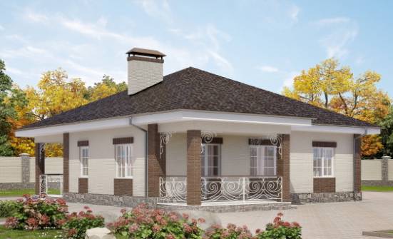 100-004-Л Проект одноэтажного дома, скромный загородный дом из блока Камышин | Проекты домов от House Expert