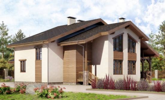 240-003-П Проект двухэтажного дома мансардой, уютный загородный дом из кирпича Волжский | Проекты домов от House Expert