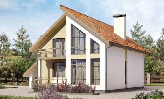 170-009-П Проект двухэтажного дома с мансардой, гараж, скромный домик из бризолита Камышин | Проекты домов от House Expert