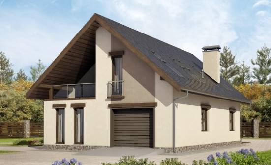 185-005-Л Проект двухэтажного дома с мансардным этажом и гаражом, простой дом из бризолита Камышин | Проекты домов от House Expert