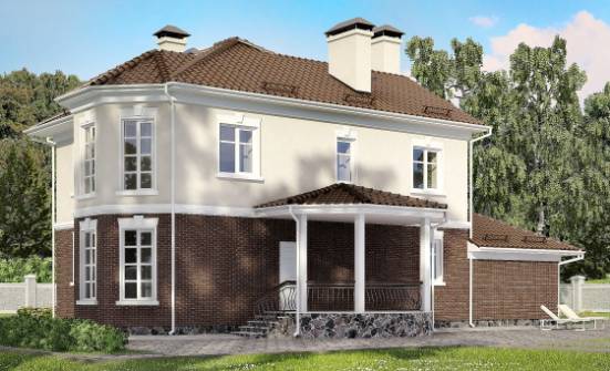 190-002-Л Проект двухэтажного дома и гаражом, красивый домик из блока Михайловка | Проекты домов от House Expert