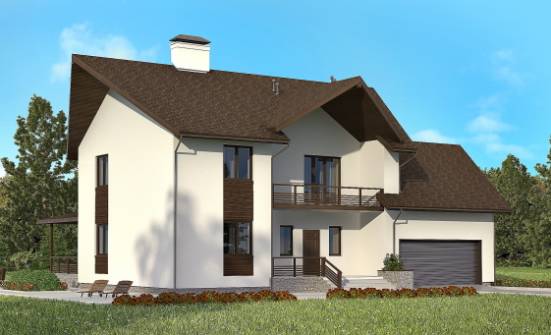 300-002-П Проект двухэтажного дома мансардный этаж и гаражом, классический дом из арболита Урюпинск | Проекты домов от House Expert