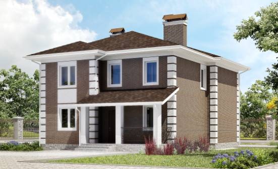 185-002-П Проект двухэтажного дома, недорогой загородный дом из теплоблока Камышин | Проекты домов от House Expert