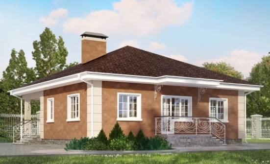 100-001-Л Проект одноэтажного дома, современный домик из пеноблока Камышин | Проекты домов от House Expert