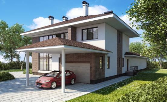 340-001-П Проект двухэтажного дома и гаражом, красивый дом из кирпича Камышин | Проекты домов от House Expert