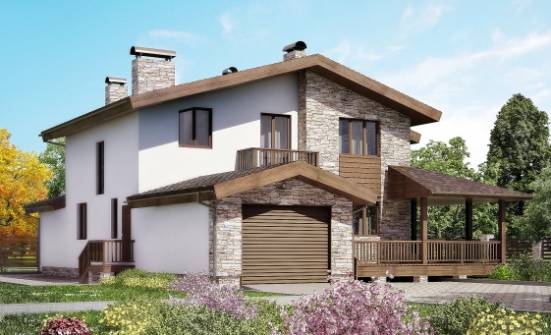 220-001-П Проект двухэтажного дома с мансардой, гараж, красивый коттедж из газосиликатных блоков Камышин | Проекты домов от House Expert