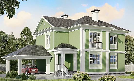 170-001-Л Проект двухэтажного дома, гараж, бюджетный дом из керамзитобетонных блоков Фролово | Проекты домов от House Expert