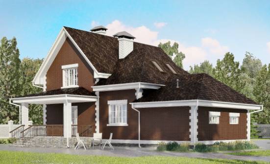 190-003-Л Проект двухэтажного дома с мансардой, гараж, классический дом из арболита Волгоград | Проекты домов от House Expert