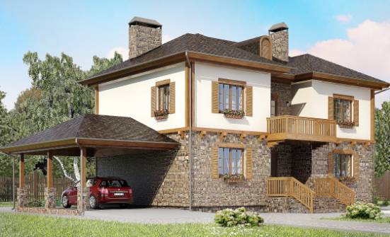 155-006-Л Проект двухэтажного дома, гараж, доступный коттедж из блока Калач-на-Дону | Проекты домов от House Expert