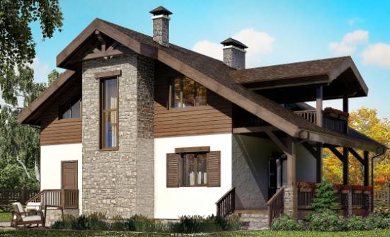 150-004-Л Проект двухэтажного дома с мансардным этажом, доступный дом из арболита Волжский | Проекты домов от House Expert