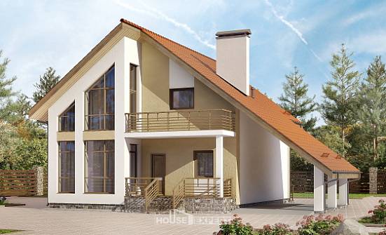 170-009-П Проект двухэтажного дома с мансардой, гараж, скромный домик из бризолита Камышин | Проекты домов от House Expert
