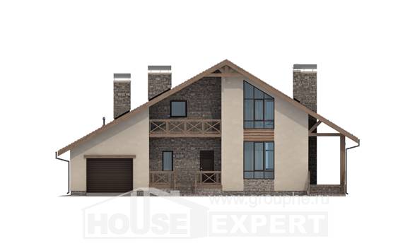 265-001-Л Проект двухэтажного дома мансардой, гараж, классический коттедж из керамзитобетонных блоков Урюпинск, House Expert