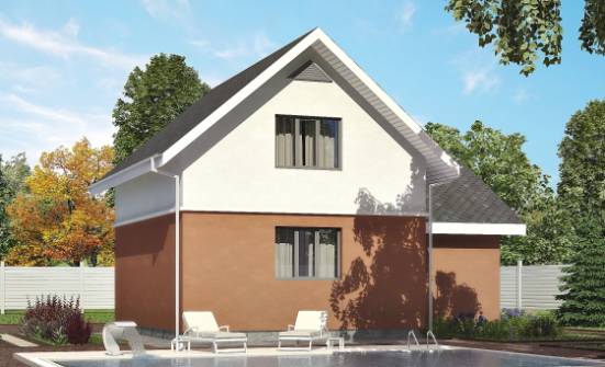 120-002-Л Проект двухэтажного дома мансардой и гаражом, доступный дом из газобетона Котово | Проекты домов от House Expert