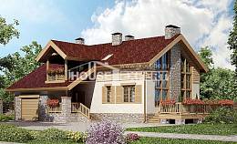 165-002-П Проект двухэтажного дома с мансардным этажом и гаражом, экономичный коттедж из блока Волжский, House Expert