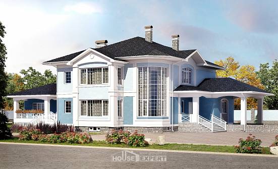 620-001-П Проект трехэтажного дома и гаражом, классический дом из блока Волжский | Проекты домов от House Expert