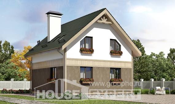 105-001-Л Проект двухэтажного дома мансардой, небольшой домик из поризованных блоков Урюпинск, House Expert
