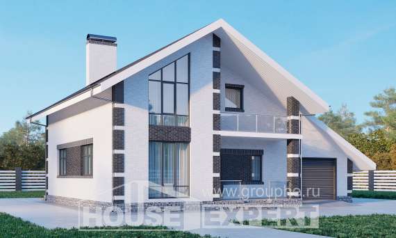 190-008-П Проект двухэтажного дома с мансардой и гаражом, простой домик из арболита Урюпинск, House Expert