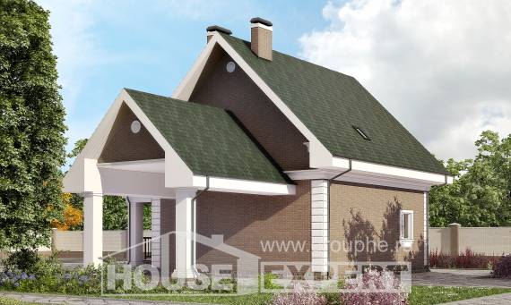 140-003-П Проект двухэтажного дома мансардой, гараж, классический загородный дом из арболита Фролово, House Expert