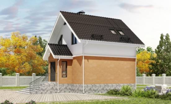 100-005-Л Проект трехэтажного дома с мансардным этажом, небольшой дом из твинблока Урюпинск | Проекты домов от House Expert