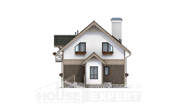 105-001-Л Проект двухэтажного дома мансардой, экономичный домик из бризолита Камышин, House Expert