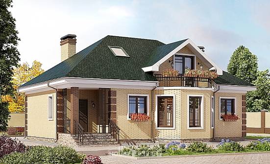 150-013-Л Проект двухэтажного дома мансардой, красивый коттедж из кирпича Камышин | Проекты домов от House Expert