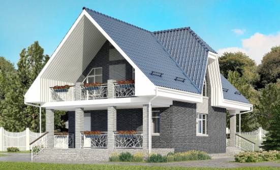 125-002-Л Проект двухэтажного дома мансардный этаж и гаражом, современный домик из теплоблока Урюпинск | Проекты домов от House Expert