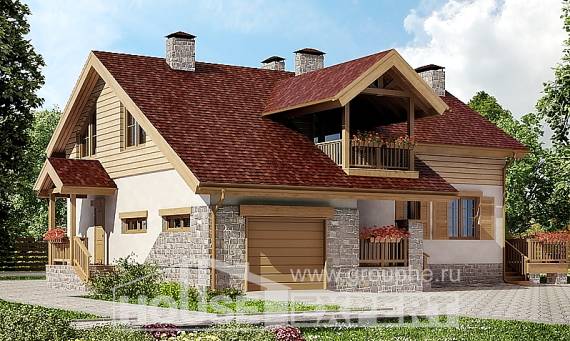 165-002-П Проект двухэтажного дома с мансардным этажом, гараж, красивый домик из керамзитобетонных блоков Волгоград, House Expert