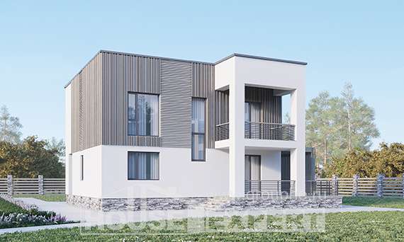 150-017-П Проект двухэтажного дома, бюджетный коттедж из блока Котово, House Expert