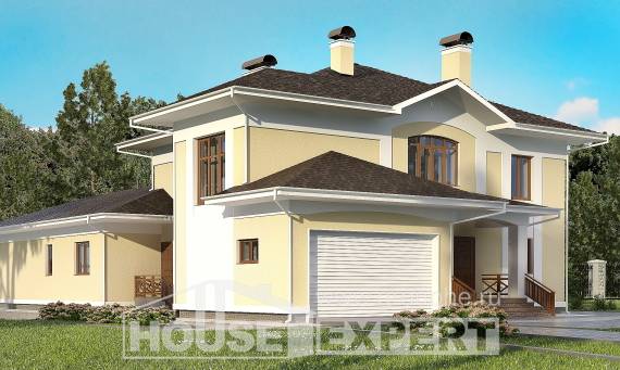 375-002-Л Проект двухэтажного дома и гаражом, современный коттедж из кирпича Михайловка, House Expert