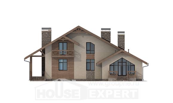 265-001-Л Проект двухэтажного дома с мансардой и гаражом, современный домик из теплоблока Калач-на-Дону, House Expert