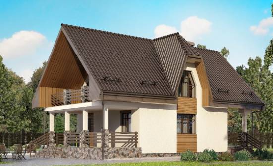 150-001-Л Проект двухэтажного дома мансардный этаж и гаражом, уютный домик из бризолита Фролово | Проекты домов от House Expert