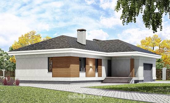 165-001-П Проект одноэтажного дома и гаражом, доступный домик из теплоблока Волгоград | Проекты домов от House Expert