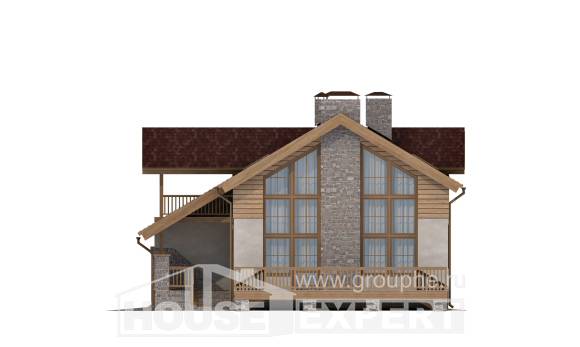 165-002-П Проект двухэтажного дома с мансардным этажом и гаражом, компактный загородный дом из газосиликатных блоков Волгоград, House Expert