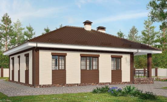 160-015-П Проект одноэтажного дома, гараж, доступный загородный дом из теплоблока Фролово | Проекты одноэтажных домов от House Expert