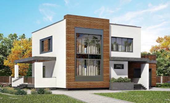 220-003-П Проект двухэтажного дома, гараж, средний коттедж из теплоблока Урюпинск | Проекты домов от House Expert