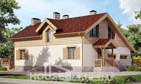 165-002-П Проект двухэтажного дома мансардой, гараж, простой загородный дом из блока Михайловка, House Expert