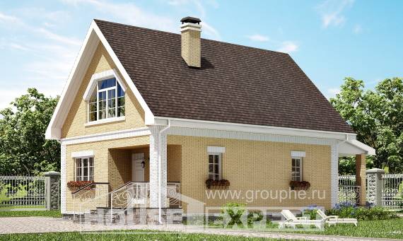 130-004-П Проект двухэтажного дома мансардой, классический загородный дом из твинблока Волгоград, House Expert