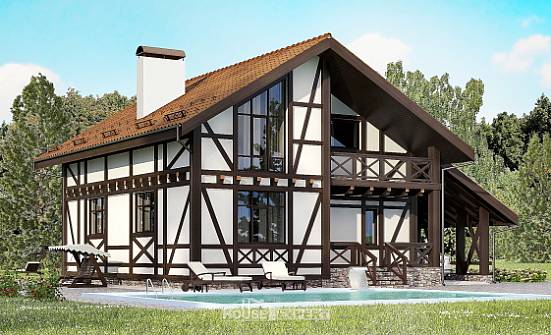 155-002-П Проект двухэтажного дома мансардой и гаражом, недорогой домик из поризованных блоков Камышин | Проекты домов от House Expert