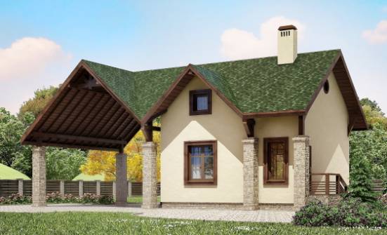 060-001-Л Проект двухэтажного дома с мансардой и гаражом, маленький домик из поризованных блоков Урюпинск | Проекты домов от House Expert