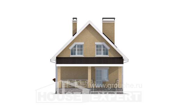 130-004-П Проект двухэтажного дома мансардой, экономичный домик из бризолита Волжский, House Expert